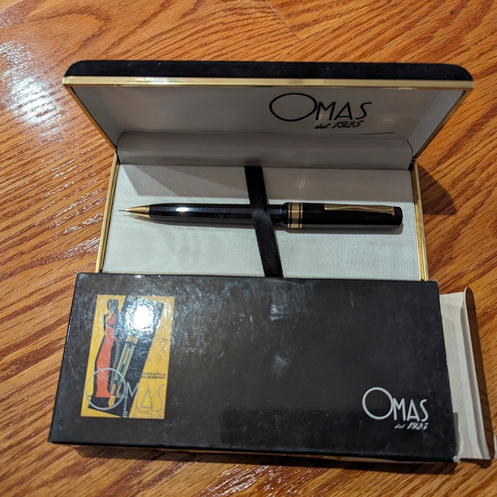 Vintage Omas Extra Black Resin mechanical Pencil with the original  box.